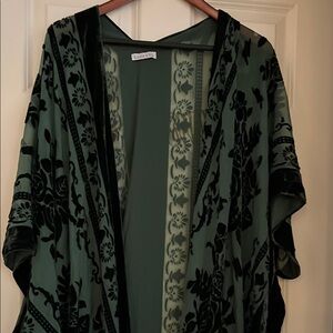 Green and Black Floral Kimono